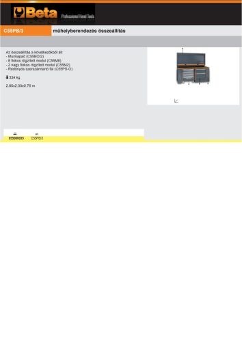 Beta C55PB/3 Műhelyberendezés összeállítás RSC55 ÜRES
