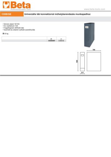 Beta C55B/GE Univerzális láb konnektorral műhelyberendezés munkapadhoz ÜRES