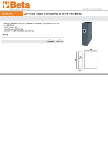 Beta C55B/GAA Univerzális lábazat munkapadhoz beépített tömlődobbal ÜRES