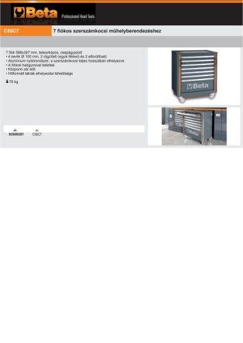 Beta C55C7 7 fiókos szerszámkocsi műhelyberendezéshez ÜRES