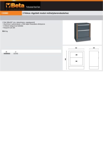 Beta C55M2 2 fiókos rögzített modul műhelyberendezéshez ÜRES