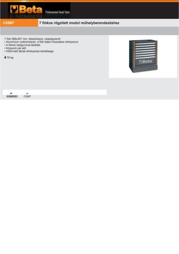 Beta C55M7 7 fiókos rögzített modul műhelyberendezéshez ÜRES