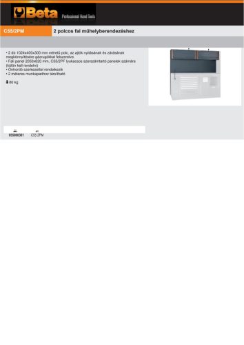 Beta C55/2PM 2 polcos fal műhelyberendezéshez ÜRES