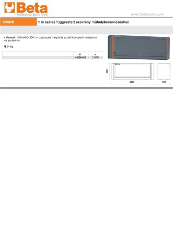 Beta C-55 PM 1 m széles függesztett szekrény műhelyberendezéshez ÜRES