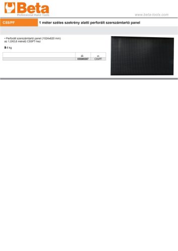 Beta C55/PF 1 méter széles szekrény alatti lyukacsos szerszámtartó panel ÜRES
