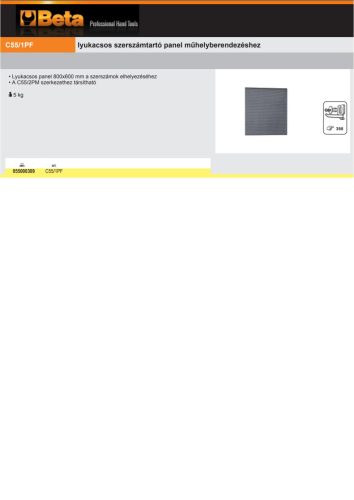 Beta C55/1PF lyukacsos szerszámtartó panel műhelyberendezéshez ÜRES