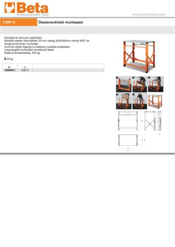 Beta C56P/O Összecsukható munkapad ÜRES