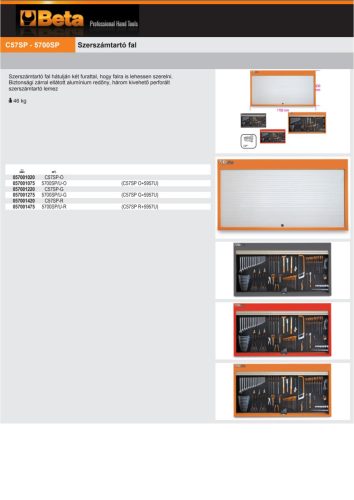 Beta C57SP-O Szerszámtartó fal ÜRES narancs
