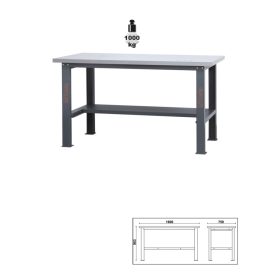   Beta C58BC-X1,6 Egyszerű rozsdamentes acéllal fedett MDF munkalapos munkapad, 1,6 m széles