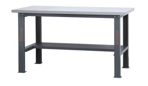 Beta C58BC-X1,6 Egyszerű rozsdamentes acéllal fedett MDF munkalapos munkapad, 1,6 m széles