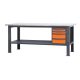 Beta C58BC-X2,1 4C/A Rozsdamentes acéllal fedett MDF munkalapos munkapad, 2,1 m széles, 4 fiókkal