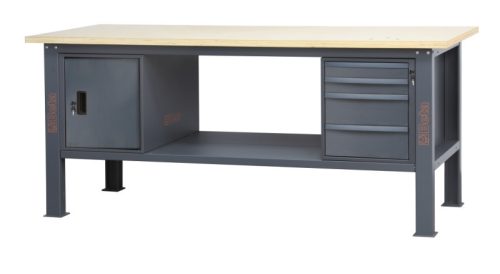 Beta C58BC-W2,1 4CA/O Fa munkalapos munkapad, 2,1 m széles, 4 fiókkal és ajtós modullal