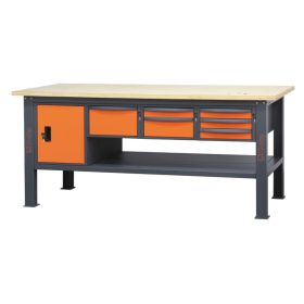   Beta C58BC-W2,1 6CA/O Fa munkalapos munkapad, 2,1 m széles, 6 fiókkal és ajtós modullal