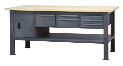 Beta C58BC-W2,1 6CA/O Fa munkalapos munkapad, 2,1 m széles, 6 fiókkal és ajtós modullal