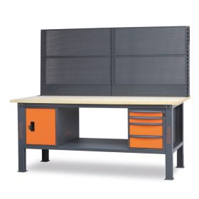   Beta C58BC-W2,1 4CA/O+SVR Munkapad, 2,1 m hosszú, fából készült asztallappal, 4 fiókkal és ajtómodullal