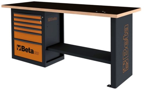 Beta C59A-R "Endurance" munkapad egy 6 fiókos blokkal 2000x700x931mm ÜRES piros-fekete