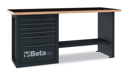 Beta C59A-R "Endurance" munkapad egy 6 fiókos blokkal 2000x700x931mm ÜRES piros-fekete