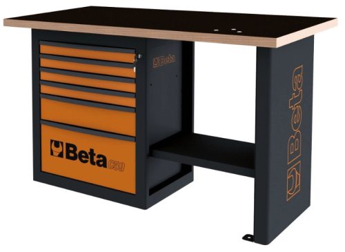 Beta C59C-A "Endurance"munkapad egy 6 fiókos blokkal, rövid kivitel 1500x700x931mm ÜRES antracit