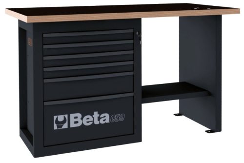 Beta C59C-A "Endurance"munkapad egy 6 fiókos blokkal, rövid kivitel 1500x700x931mm ÜRES antracit