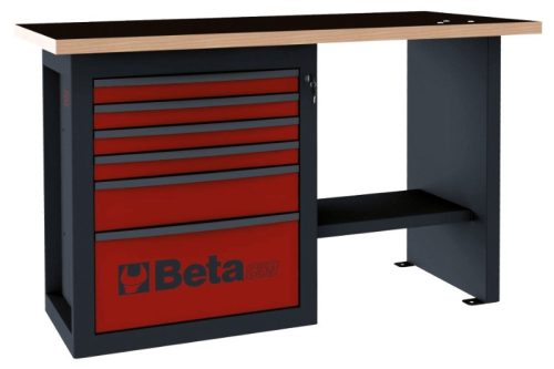 Beta C59C-A "Endurance"munkapad egy 6 fiókos blokkal, rövid kivitel 1500x700x931mm ÜRES antracit