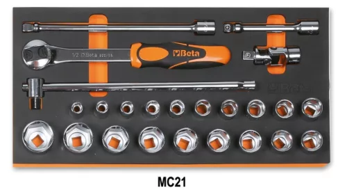 Beta 5941VU/M 64 szerszámból álló autójavító készlet a C41H húzható szerszámkocsihoz habszivacs tálcában