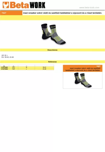 Beta 7427 Maxi Sneaker zokni védő és szellőző betétekkel a sípcsont és a rüszt területén L 43-46