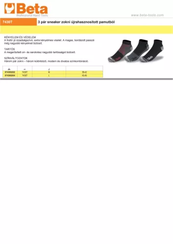 Beta 7430T 3 pár sneaker zokni újrahasznosított pamutból 39-42