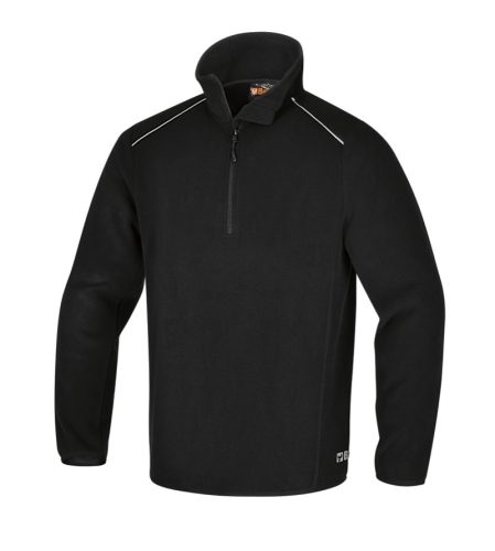 Beta 7636N Mikropolár pulóver rövid cipzárral, 180 g/m2 fekete, fényvisszaverő részekkel XXXL