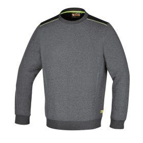   Beta 7642G Kerek nyakú, hosszú ujjú felső, 240 g/m2, 60% pamut, 40% poliészter, melange szürke – fekete betétekkel XS