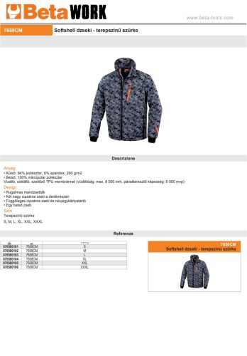 Beta 7658CM Softshell dzseki - terepszínű szürke M