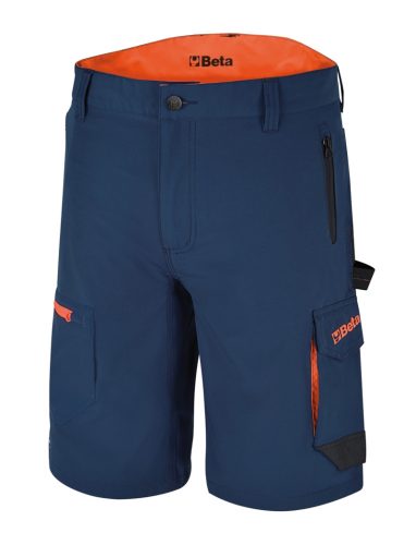 Beta 7661B Sokzsebes elasztikus bermuda munkanadrág, könnyített kivitel Slim fit kék XXXL