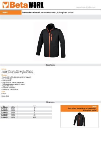 Beta 7669N Sokzsebes elasztikus munkadzseki, könnyített kivitel XS
