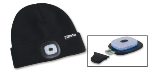 Beta 7980L Téli sapka újratölthető LED lámpával, fekete