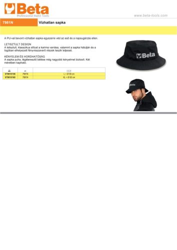 Beta 7981N/60 Vízhatlan sapka XL