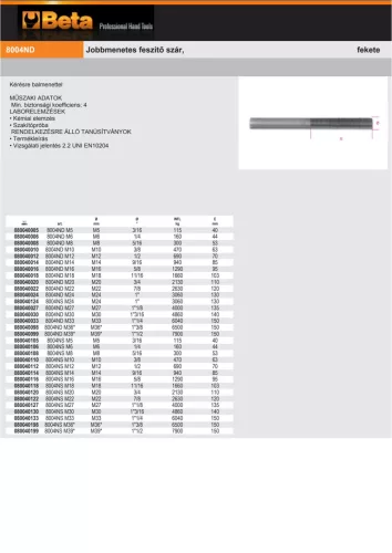 Beta 8004ND Jobbmenetes feszítő szár, fekete  M27
