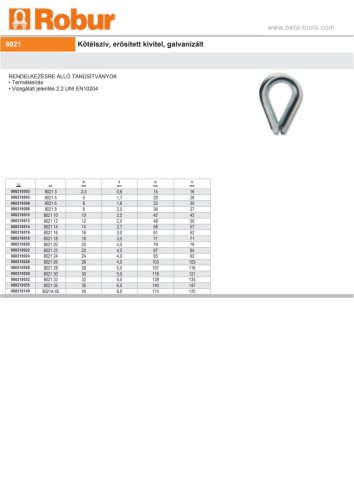 Beta 8021 Kötélszív, erősített kivitel, galvanizált