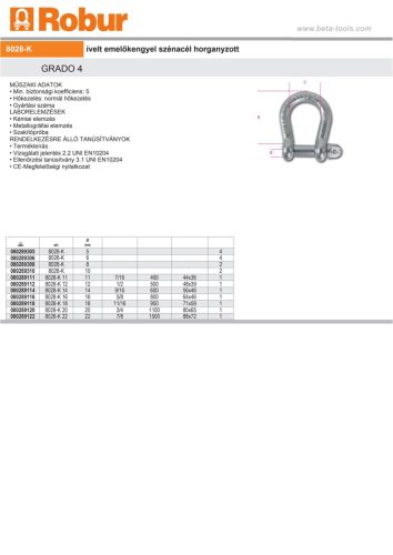 Beta 8028-K ívelt emelőkengyel szénacél horganyzott 12mm