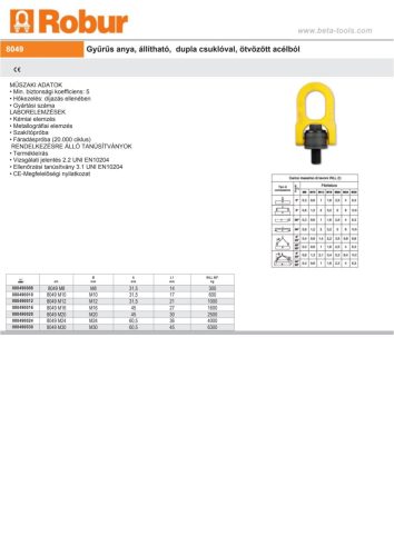 Beta 8049 Gyűrűs anya, állítható, dupla csuklóval, ötvözött acélból  M8