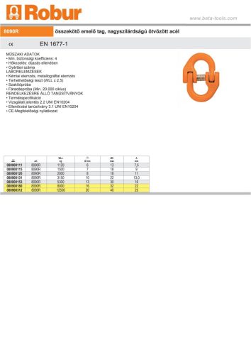 Beta 8090R - 8090 összekötő emelő tag, nagyszilárdságú ötvözött acél 1120kg