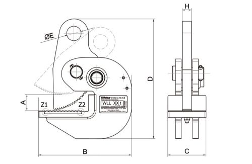 Beta 8135H Vízszintes lemezfogó sík felületű munkadarabokhoz max. 30HRC/300HB keménységű anyagokhoz 3000kg