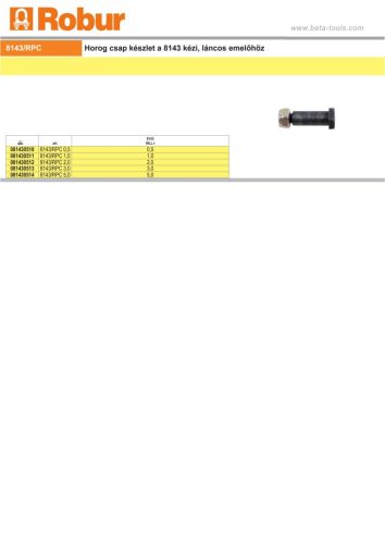Beta 8143/RPC Horog csap készlet a 8143 kézi, láncos emelőhöz 5000kg