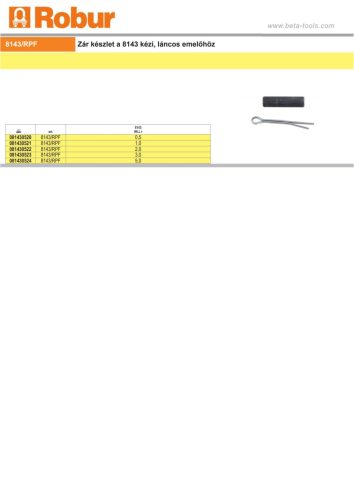 Beta 8143/RPF Zár készlet a 8143 kézi, láncos emelőhöz 500kg
