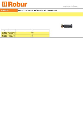 Beta 8146/RPC Horog csap készlet a 8146 kézi, láncos emelőhöz 3000kg