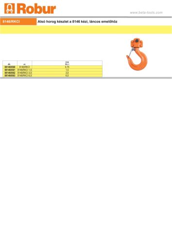 Beta 8146/RKCI Alsó horog készlet a 8146 kézi, láncos emelőhöz 3000kg