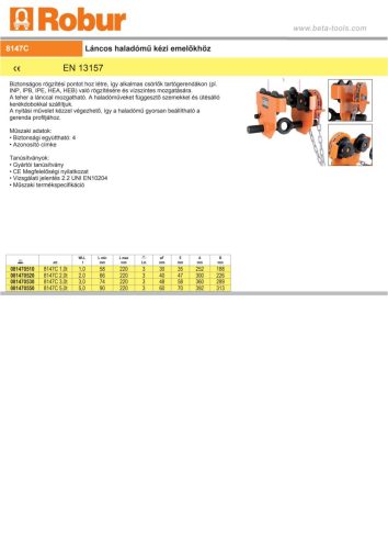 Beta 8147C Láncos haladómű kézi emelőkhöz 3000kg