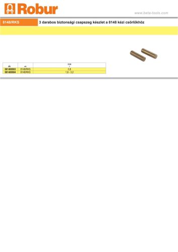 Beta 8148/RKS 3 darabos biztonsági csapszeg készlet a 8148 kézi csörlőkhöz 800kg