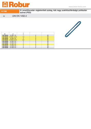 Beta 8179B 8t emelőheveder végtelenített szalag, kék nagy szakítószilárdságú poliészter szövet (PES) 2500mm