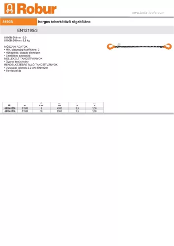 Beta 8190B Horgos teherkötöző rögzítőlánc 10