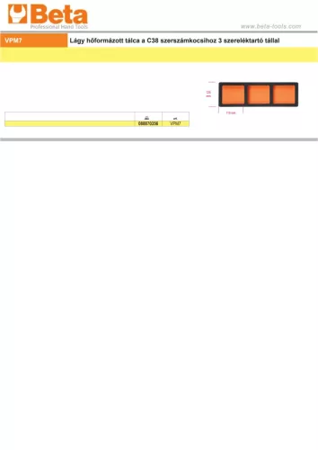 Beta VPM7 Szivacsbetét 406x125mm ÜRES