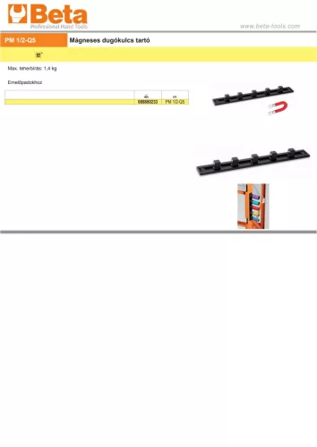 Beta PM1/2-Q5 Mágneses dugókulcs tartó 1/2" ÜRES